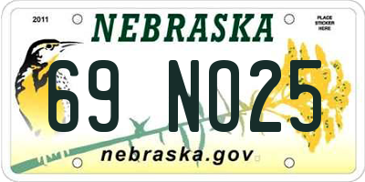 NE license plate 69NO25