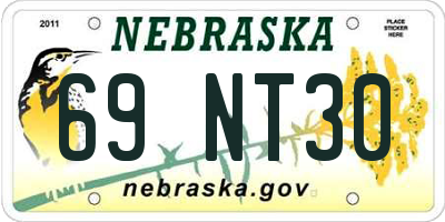 NE license plate 69NT30