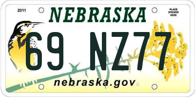 NE license plate 69NZ77