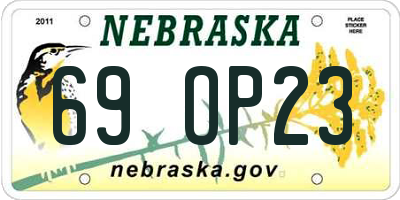NE license plate 69OP23
