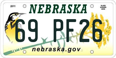 NE license plate 69PF26
