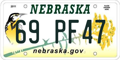 NE license plate 69PF47