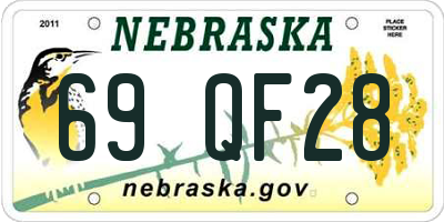 NE license plate 69QF28