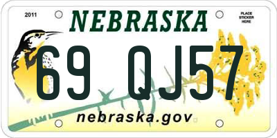 NE license plate 69QJ57