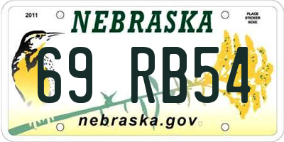 NE license plate 69RB54