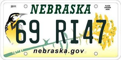 NE license plate 69RI47