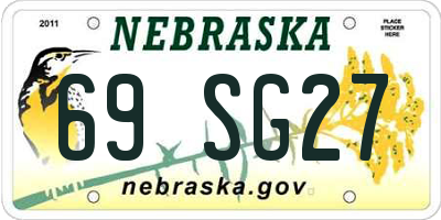 NE license plate 69SG27