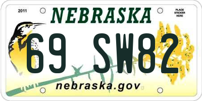 NE license plate 69SW82