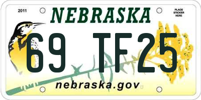 NE license plate 69TF25