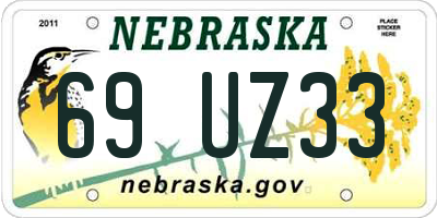 NE license plate 69UZ33