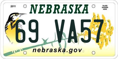 NE license plate 69VA57