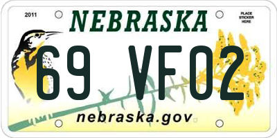 NE license plate 69VF02