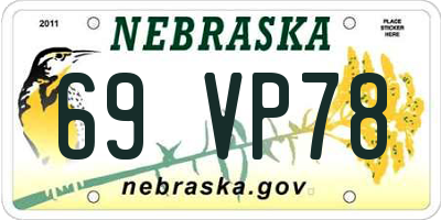 NE license plate 69VP78