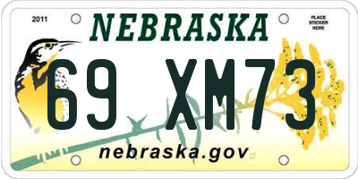 NE license plate 69XM73