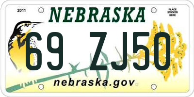 NE license plate 69ZJ50