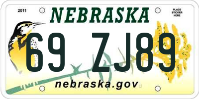 NE license plate 69ZJ89