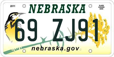 NE license plate 69ZJ91