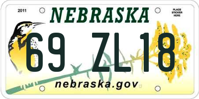 NE license plate 69ZL18