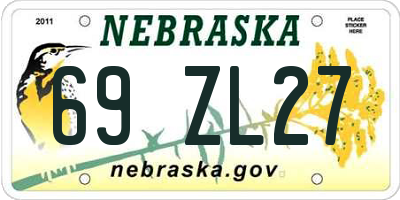 NE license plate 69ZL27