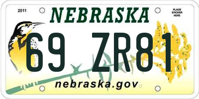 NE license plate 69ZR81