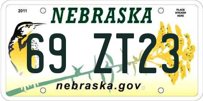 NE license plate 69ZT23