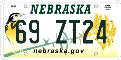 NE license plate 69ZT24