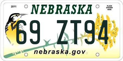 NE license plate 69ZT94