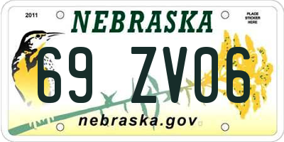 NE license plate 69ZV06