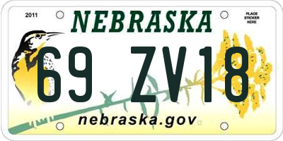 NE license plate 69ZV18