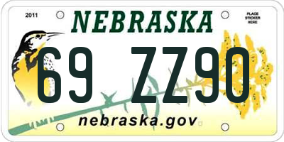 NE license plate 69ZZ90