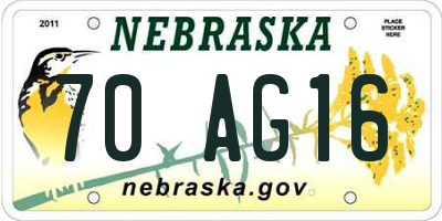 NE license plate 70AG16