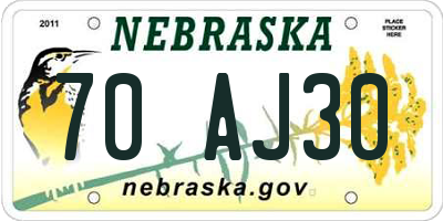 NE license plate 70AJ30