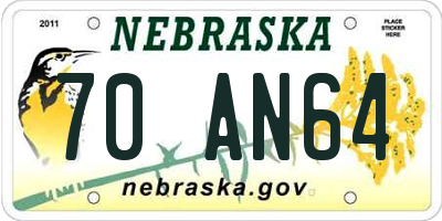 NE license plate 70AN64