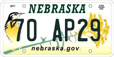 NE license plate 70AP29
