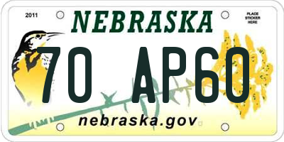 NE license plate 70AP60
