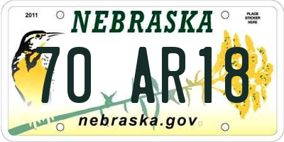NE license plate 70AR18