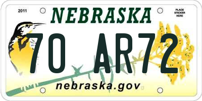 NE license plate 70AR72