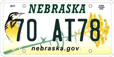 NE license plate 70AT78