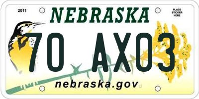 NE license plate 70AX03