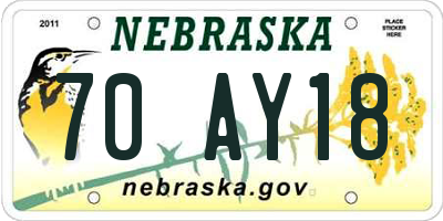 NE license plate 70AY18