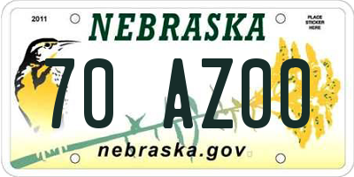 NE license plate 70AZ00