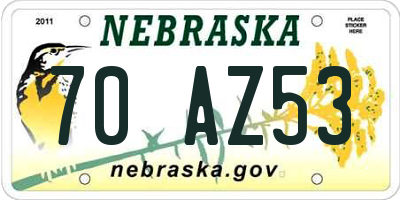 NE license plate 70AZ53
