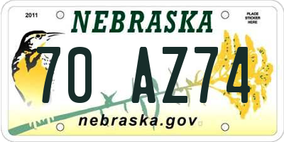 NE license plate 70AZ74
