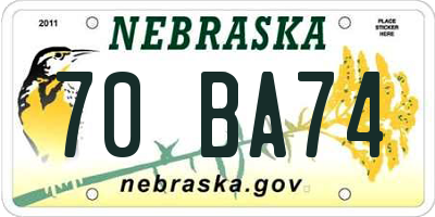 NE license plate 70BA74