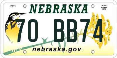 NE license plate 70BB74