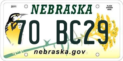NE license plate 70BC29