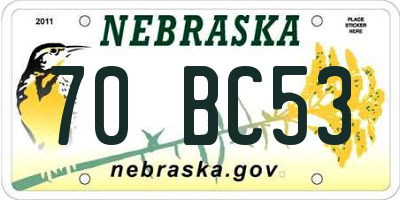 NE license plate 70BC53