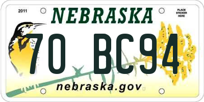NE license plate 70BC94