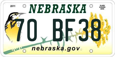 NE license plate 70BF38