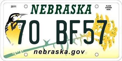 NE license plate 70BF57